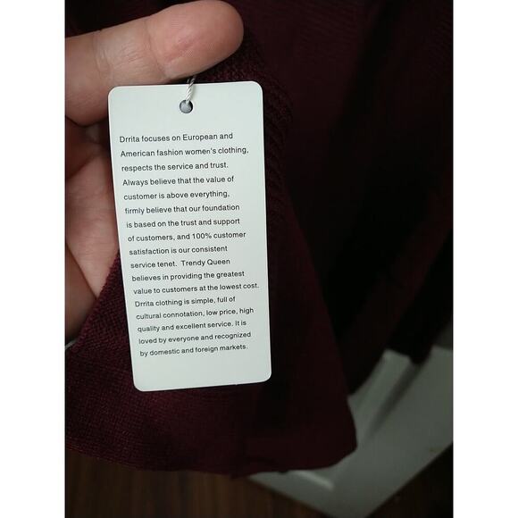 Drrita Woman M Sweater Burgundy Turtleneck Batwing Pullover Hi Low Hem Tunic - Picture 7 of 9